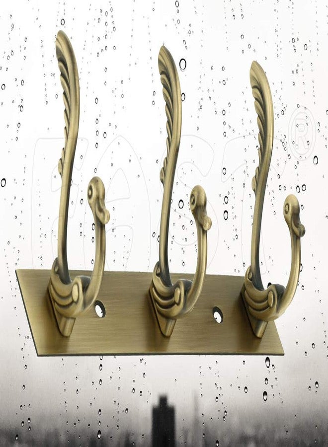 FAST CH13 Peacock Brass Antique Finish Stainless Steel Towel Hook & Cloth Hooks for Door and Wall Mounted Hanger (3 Double Hanging Hooks) - Image 1